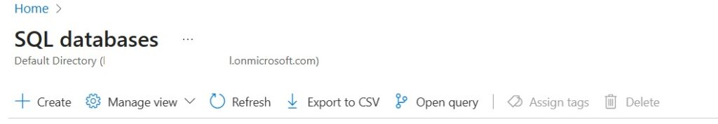 Create SQL Database for Setup Azure SQL Database