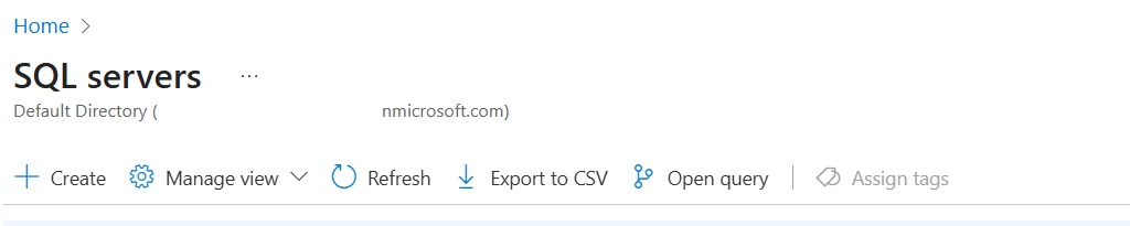 Start to setup Azure SQL Server by clicking create