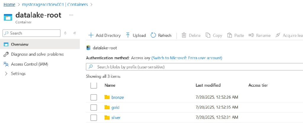 Create container as part of Configuring Data Lake Folders