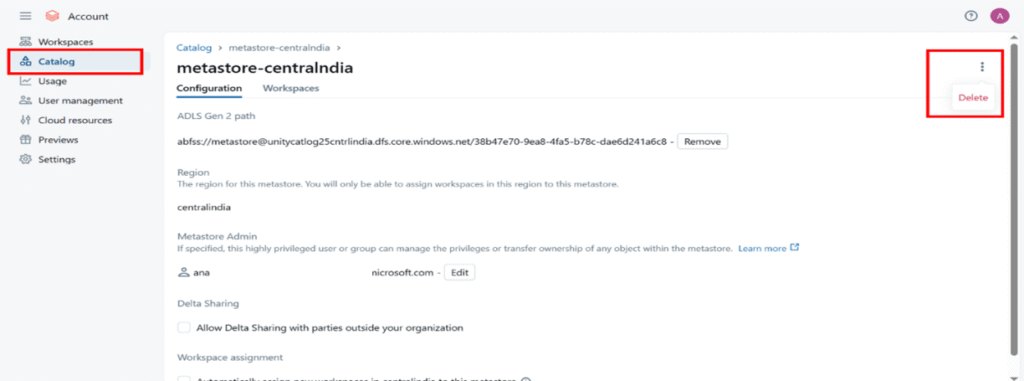 Unity Catalog Account Creation Process Enable Metastore